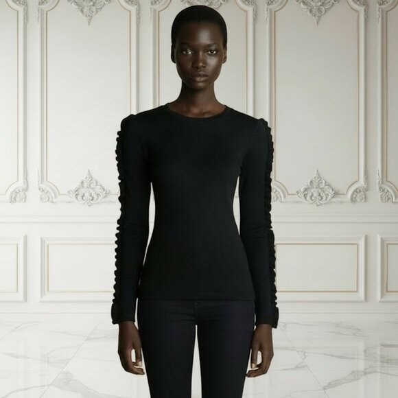 The Moon Tops - 58. LAST FOUR The Moon Ruffle Long Sleeve Shirt